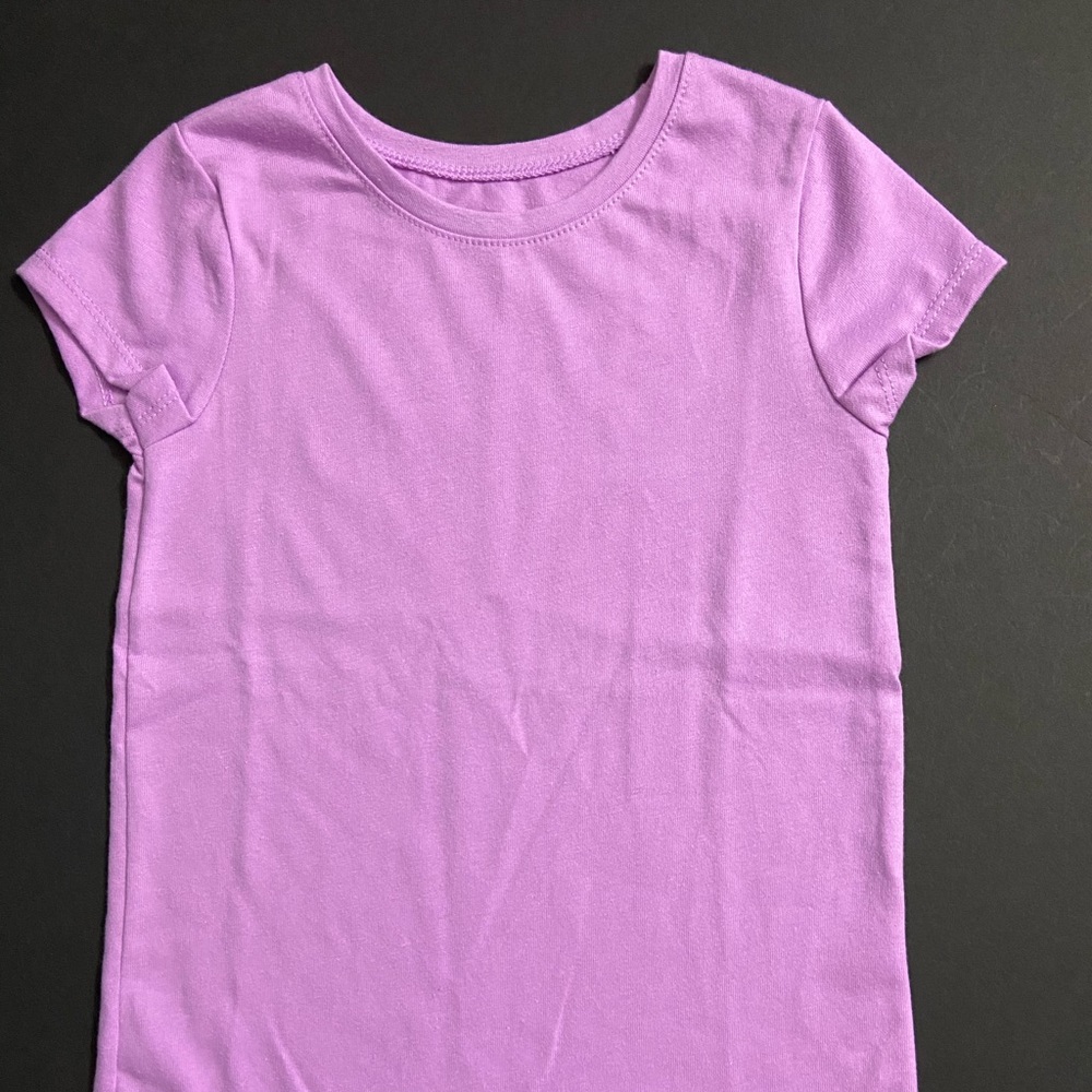 Girls Solid Light Purple Short Sleeve Tee